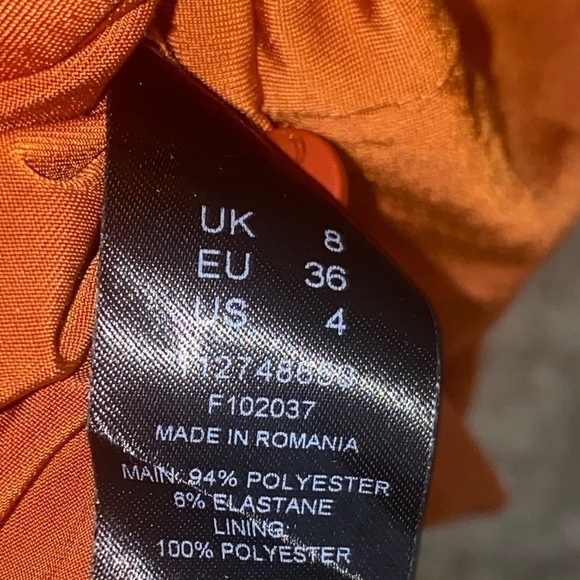 NWT ASOS Design Glam Volume Sleeve Cut Out Ring Detail Midi Dress Rust Size 4 - Picture 7 of 9